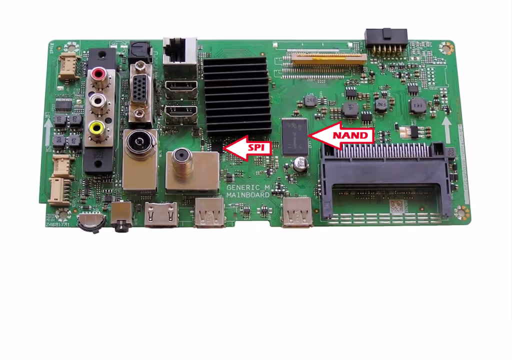 17MB211S NAND Flash and SPI Memory Chips Location