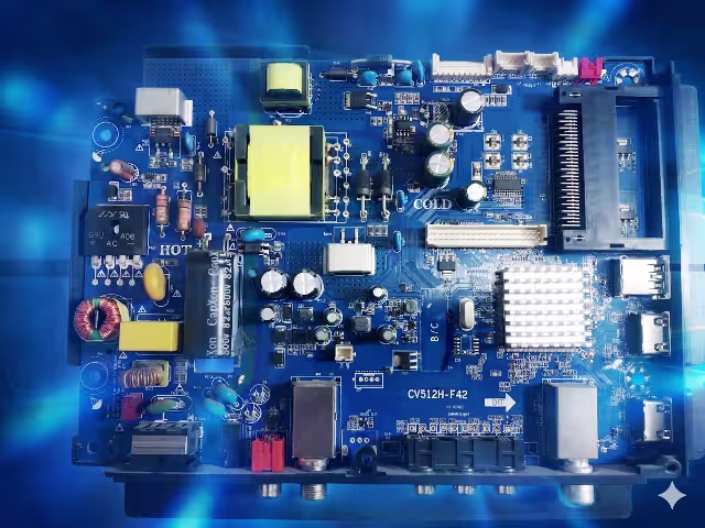 CV512H-F42 main board for SHIVAKI LED 32-9000 TV showing component layout and SPI flash location