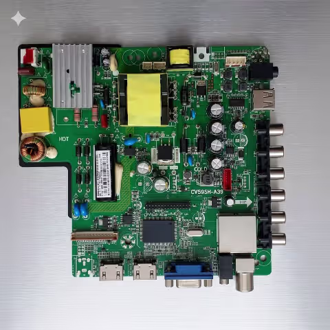 CV59SH-A39 main board for RUBIN RB-32D3U TV showing component layout and SPI flash chip location