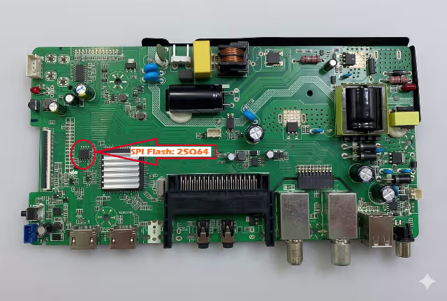 SPI Flash 25Q64 chip location on P50-3663STV5.1 board