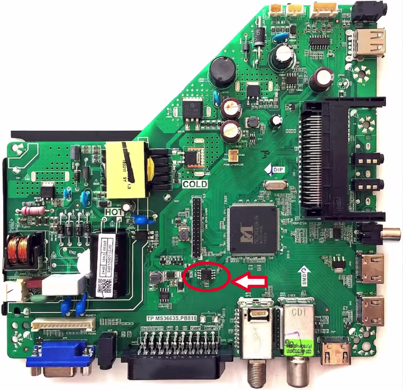 TP.MS3663S.PB818 SPI Flash Location