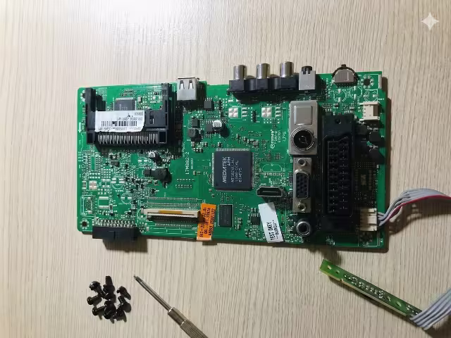 17MB82-2 Main Board Top View showing CPU, SPI Flash IC802 location, and connector positions