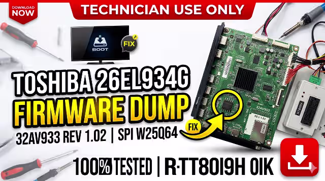 Toshiba 26EL934G Firmware Dump – 32AV933 Main BD REV 1.02 W25Q64 SPI Flash