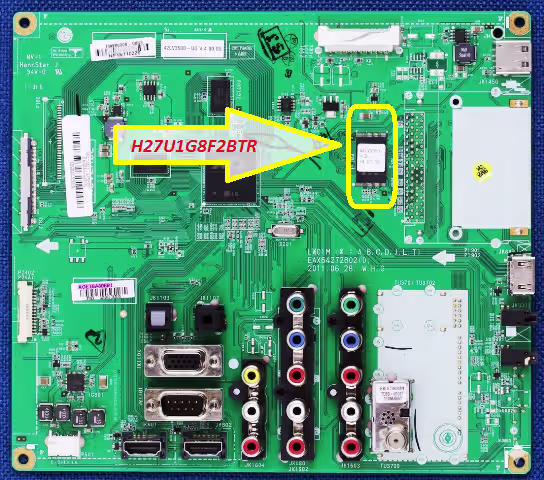 NAND IC102 H27U1G8F2BTR location on EAX64272802 main board